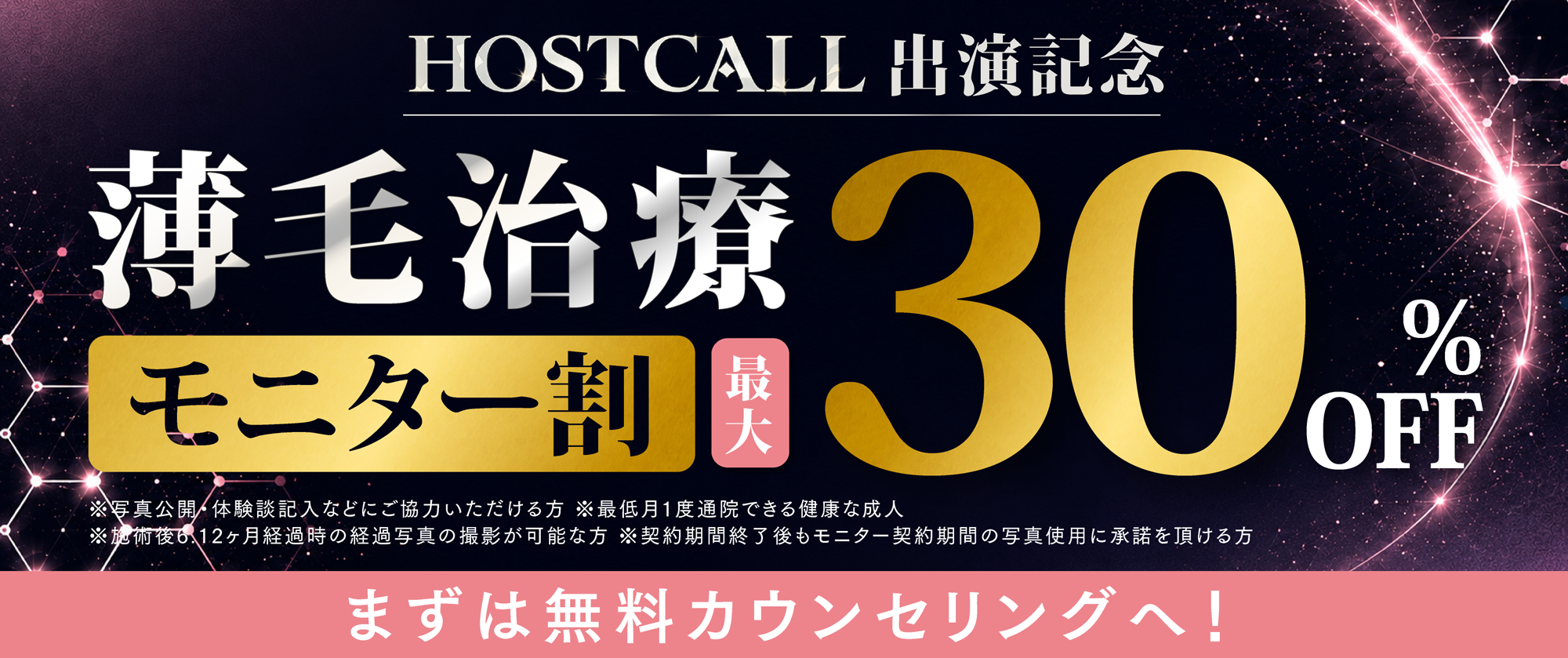 薄毛治療モニター割最大30%OFF